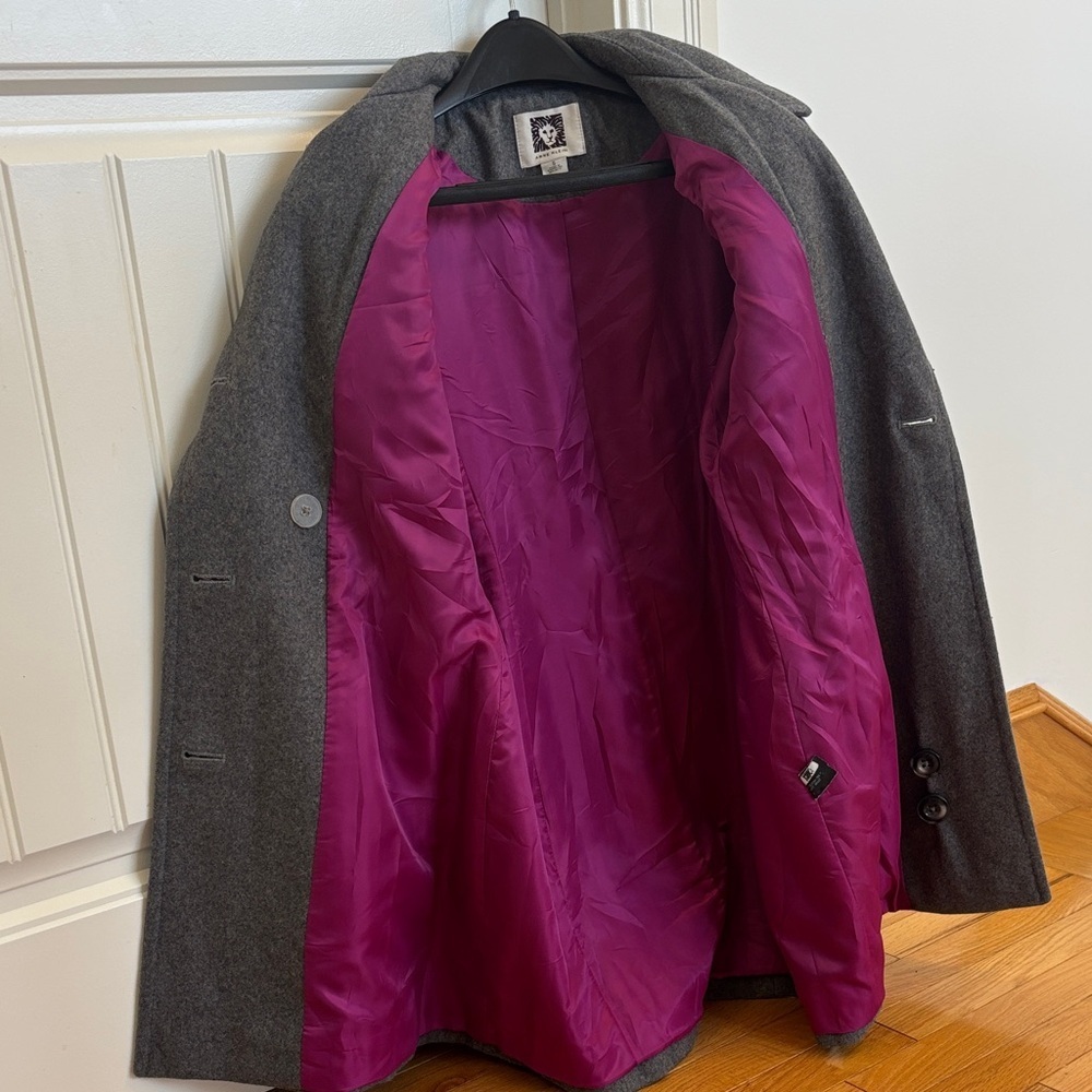 Anne Klein Gray Jacket with Purple Interior - Picture 3 of 4